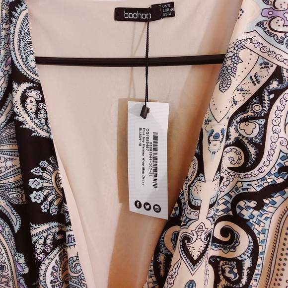 Boohoo Paisley Maci Dress Size US 14 - Picture 4 of 4